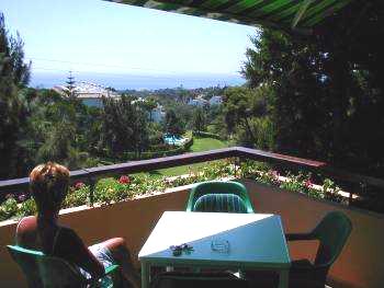 View fron the golf club balcony of the 9th fairway and our pool